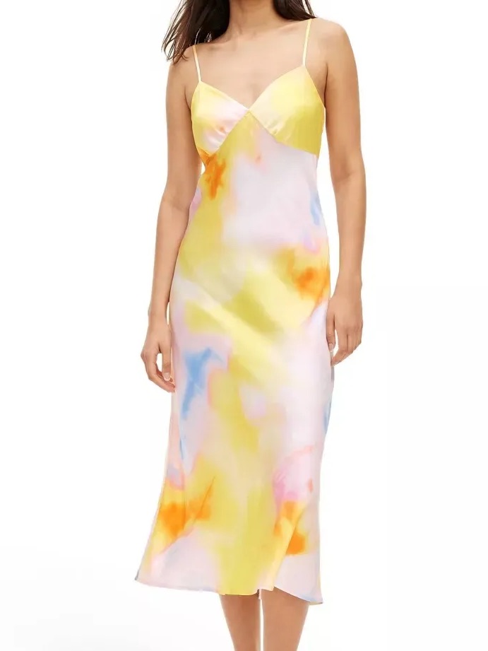 Diane Von Furstenberg For Target Watercolor Slip Dress In Yellow, Pink & Blue